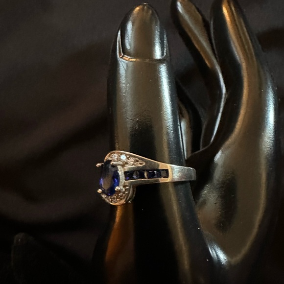 Sterling Silver Blue Sapphire Faux stones with CZ. - Picture 2 of 3
